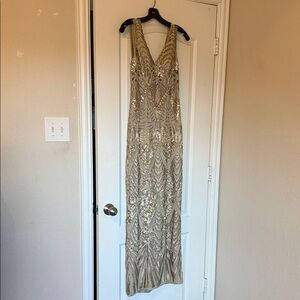Gold Sue Wong Sequin Evening Gown size 2